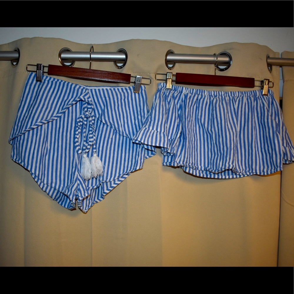 Blue and white striped co ord